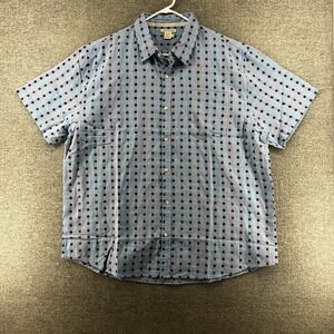 Carbon 2 Cobalt Short Sleeve Shirt Men Size XL Light Blue Polka Dot Casual